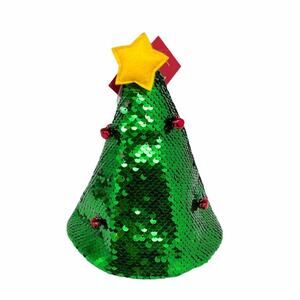 Christmas Tree Sequined Dog Hat, Green, X-Large